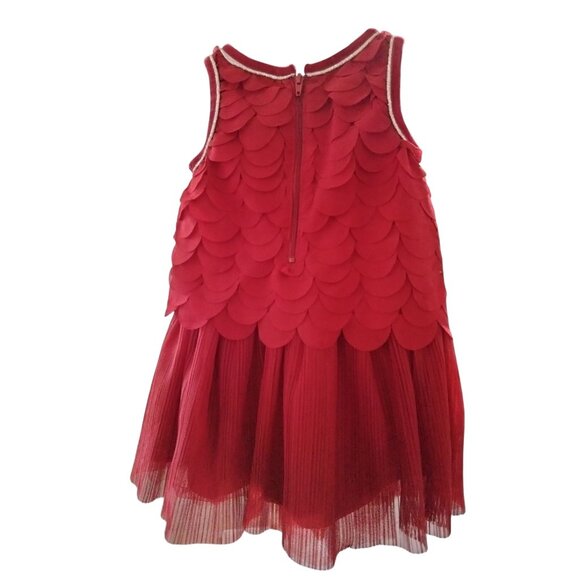 Cat & Jack Size 2T Dress With Pleated Skirt Red Sleeveless Scalloped Bodice - Picture 6 of 9